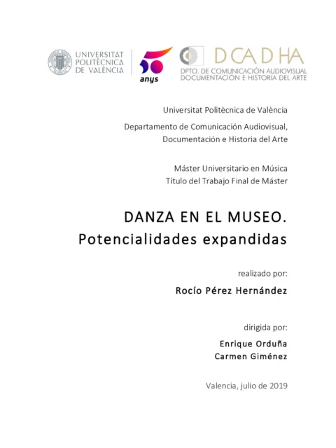 Danza en el museo. Potencialidades expandidas