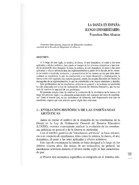 La danza en España : rango universitario
