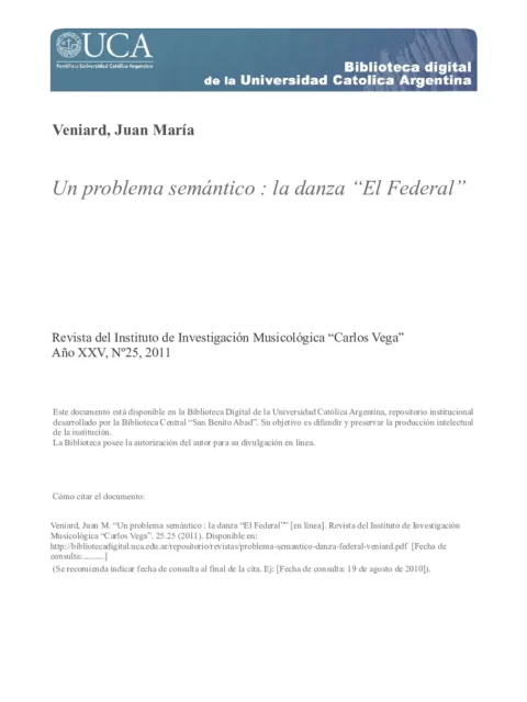 Un problema semántico : la danza “El Federal”