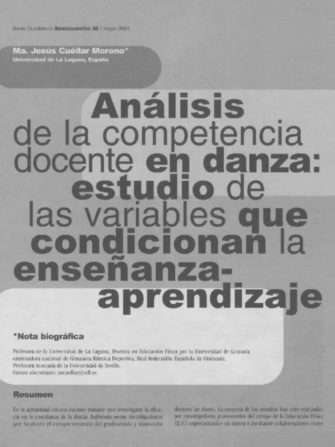 Análisis de la competencia docente en danza