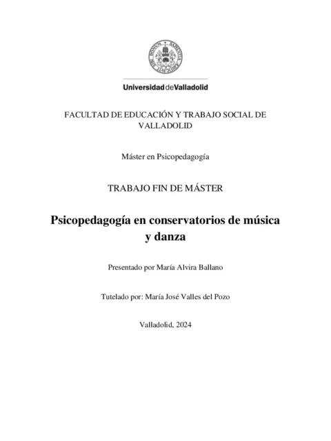 Psicopedagogía en conservatorios de música y danza