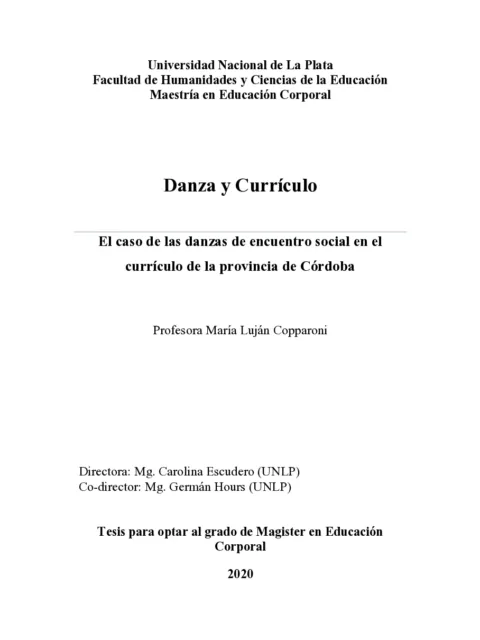 Danza y currículo : El caso de las danzas de encuentro social en el currículo de la provincia de Córdoba