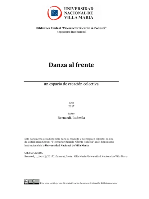 Danza al frente : un espacio de creación colectiva