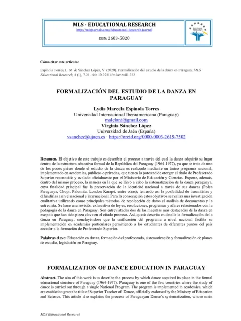 Formalización del estudio de la danza en Paraguay