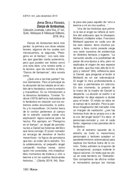 Danza de fantasmas, by Jorge Dávila Vázquez (short stories)
