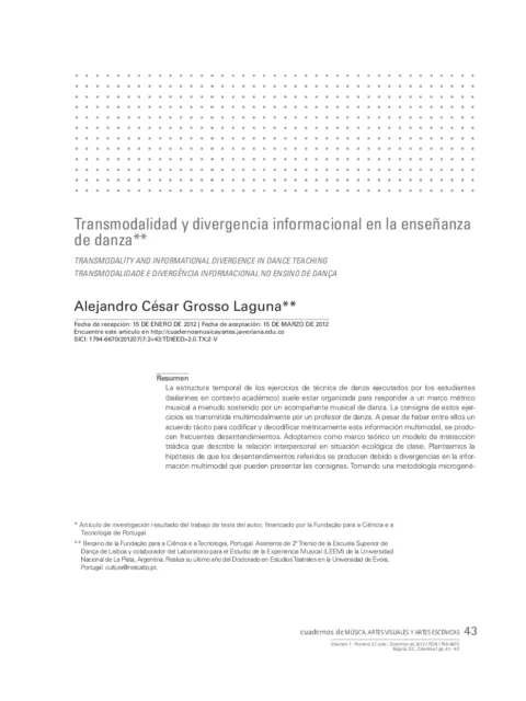 Transmodalidad y divergencia informacional en la enseñanza de danza
