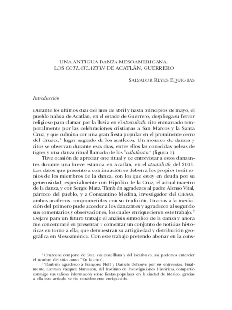 Una antigua danza mesoamericana. Los cotlatlaztin de Acatlán, Guerrero