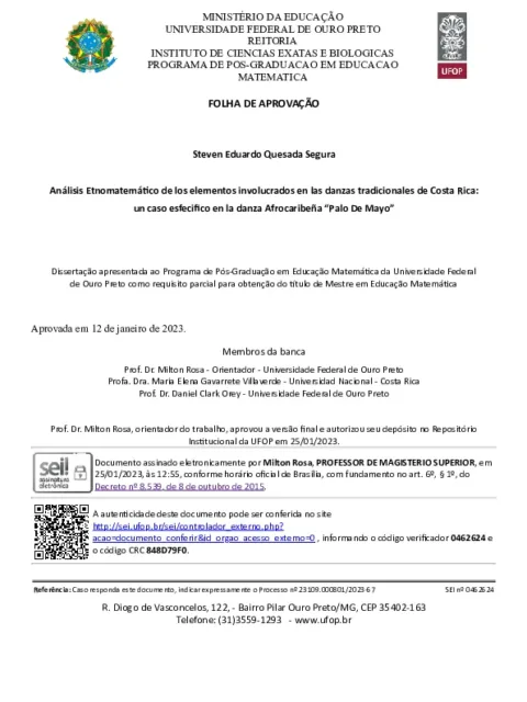 Análisis etnomatemático de los elementos involucrados en las danzas tradicionales de Costa Rica : un caso especifico en la danza afrocaribeña “Palo de Mayo”.