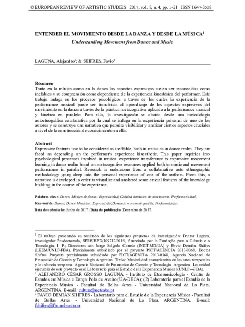 Entender el movimiento desde la danza y desde la música