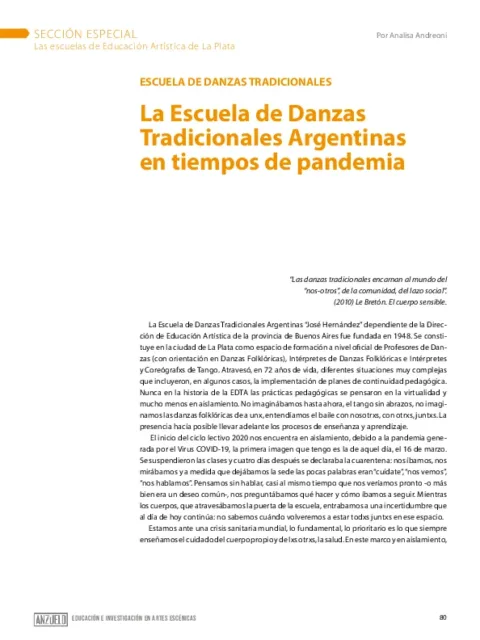 La Escuela de Danzas Tradicionales Argentinas en tiempos de pandemia