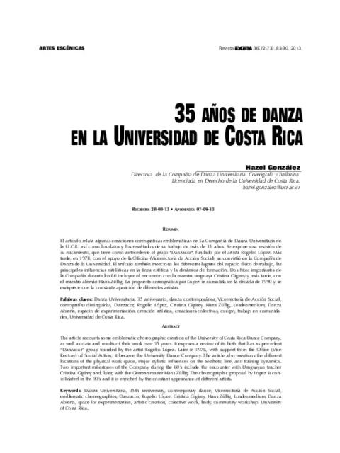 35 años de Danza en la Universidad de Costa Rica
