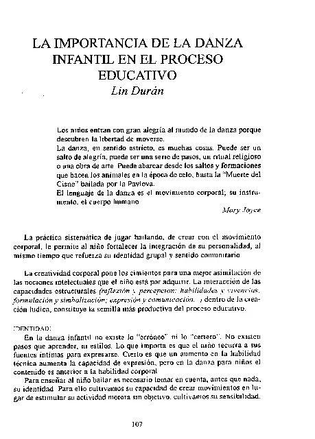 La importancia de la danza infantil en el proceso educativo