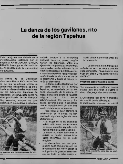 La danza de los gavilanes, rito de la región Tepehua