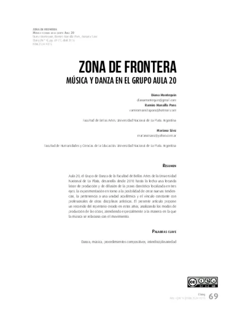 Zona de frontera : Música y danza en el grupo Aula 20