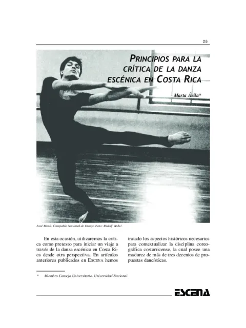 Principios para la crítica de la danza escénica en Costa Rica