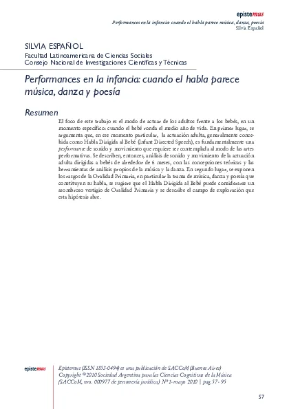 Performances en la infancia: cuando el habla parece música, danza y poesía