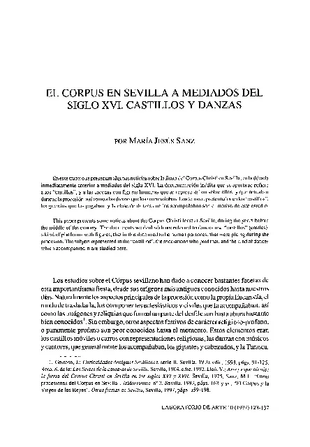 El Corpus en Sevilla a mediados del siglo XVI: castillos y danzas