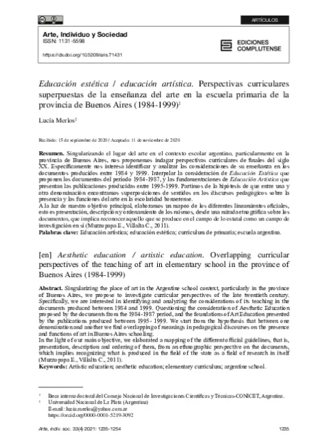 Danza y escuela : Perspectivas educativas en la provincia de Buenos Aires (1983-2018)