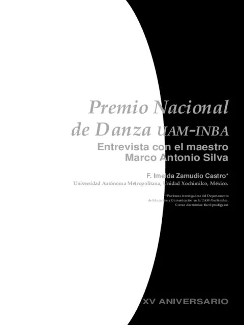 Premio Nacional de Danza UAM- INBA. Entrevista con el maestro Marco Antonio Silva