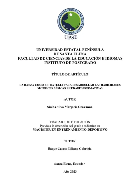La danza como estrategia para desarrollar las habilidades motrices básicas en edades formativas