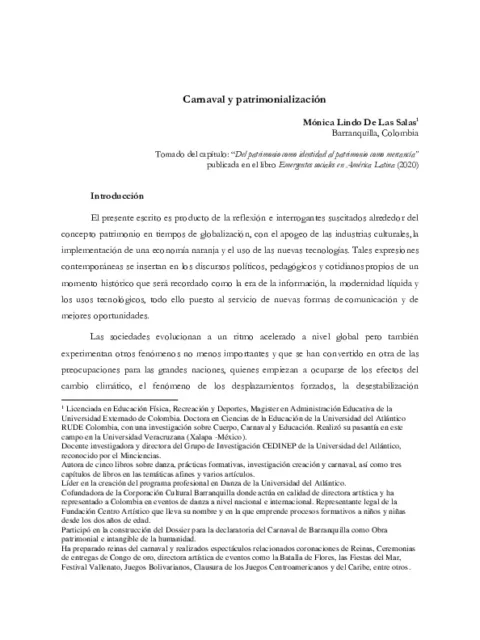 Carnaval y patrimonialización