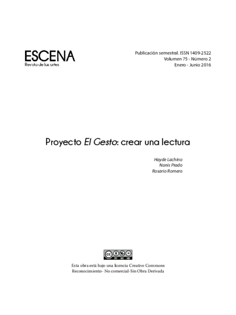Proyecto El Gesto: crear una lectura