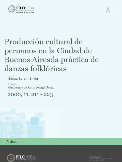 Producción cultural de peruanos en la ciudad de Buenos Aires: la práctica de danzas folklóricas