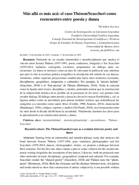 Más allá es más acá : el caso Thénon/Scaccheri como reencuentro entre poesía y danza