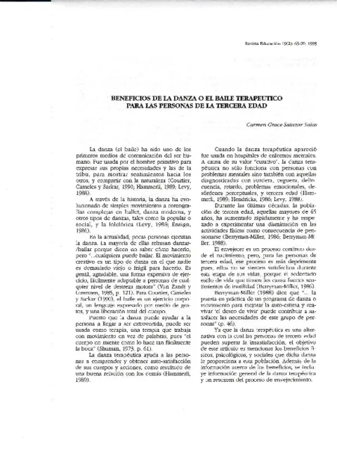 Beneficios de la danza o el baile terapeútico para las personas de la tercera edad
