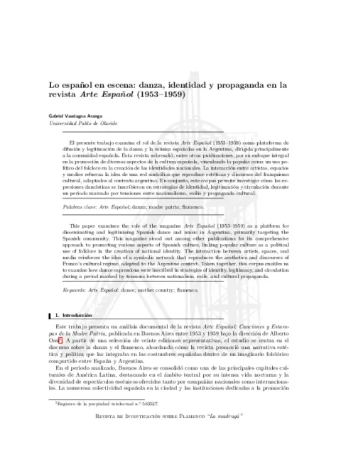 Lo español en escena: danza, identidad y propaganda en la revista Arte Español (1953–1959)