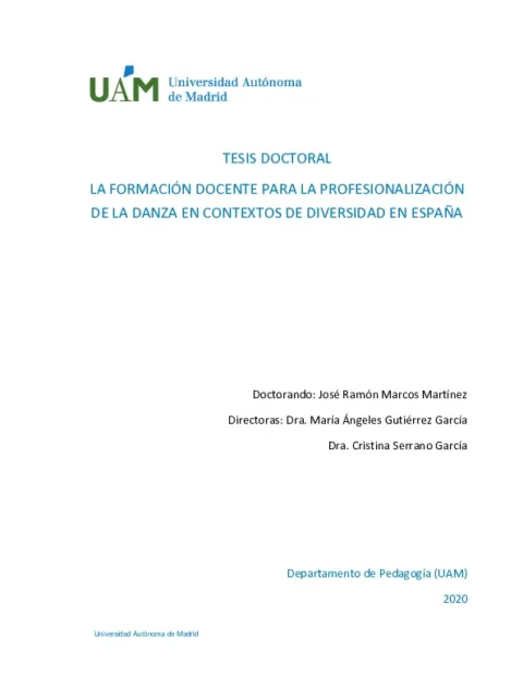La formación docente para la profesionalización de la danza en contextos de diversidad en España