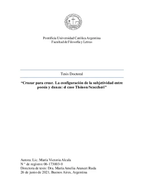 Cruzar para crear: la configuración de la subjetividad entre poesía y danza. El caso Thénon/Scaccheri