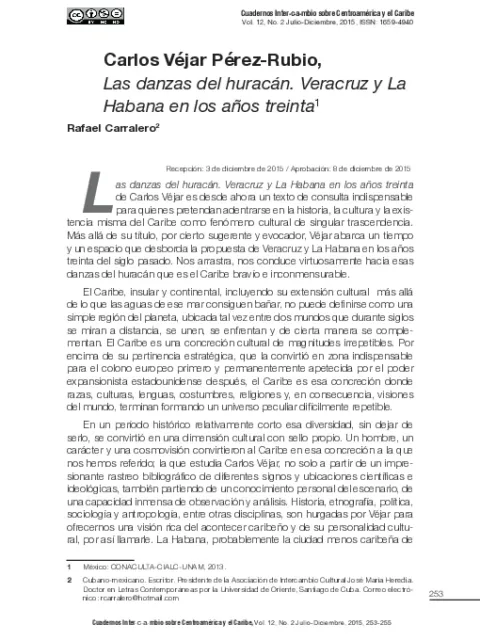 Carlos Véjar Pérez-Rubio, Las danzas del huracán. Veracruz y La Habana en los años treinta
