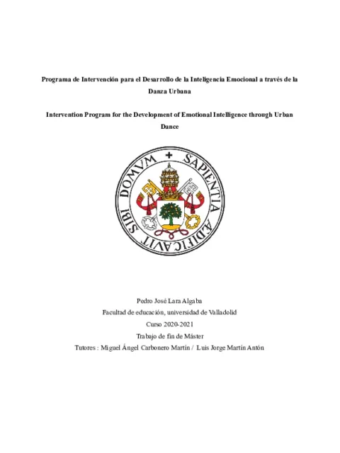 Programa de intervención para el desarrollo de la inteligencia emocional a través de la danza urbana