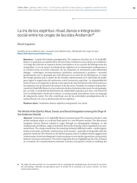 La ira de los espíritus: ritual, danza e integración social entre los onges de las islas Andamán