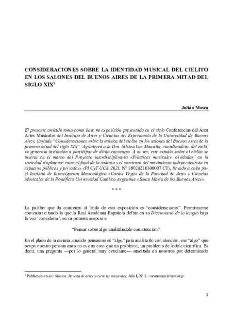 Consideraciones sobre la identidad musical del cielito en los salones del Buenos Aires de la primera mitad del siglo XIX