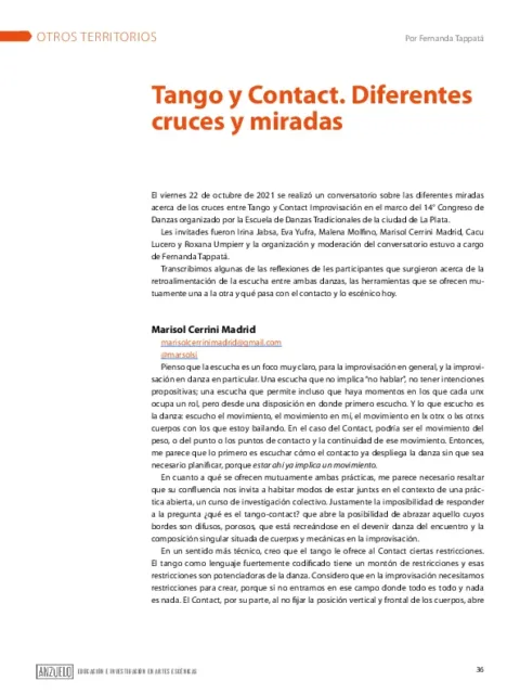 Tango y contact: diferentes cruces y miradas
