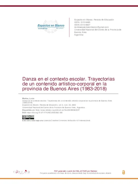 Danza en el contexto escolar. Trayectorias de un contenido artístico-corporal en la provincia de Buenos Aires (1983-2018)