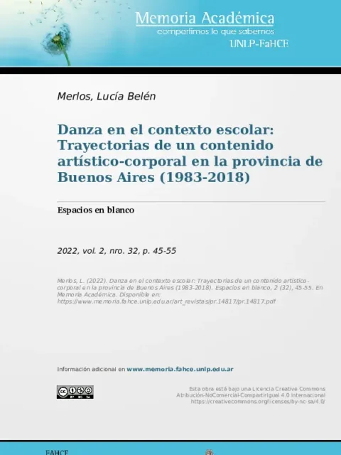 Danza en el contexto escolar: Trayectorias de un contenido artístico-corporal en la provincia de Buenos Aires (1983-2018)