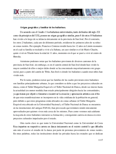 Trasfondo familiar y mercado ocupacional de los profesionales de la danza en Costa Rica, finales del siglo XX y principios del XXI.