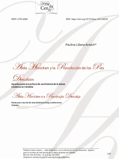 ADDA HÜNICKEN Y LA REVOLUCIÓN DE LOS PIES DESCALZOS:: apuntes para la escritura de una historia de la danza moderna en Córdoba