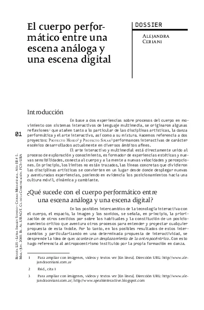 El cuerpo performático entre una escena análoga y una escena digital