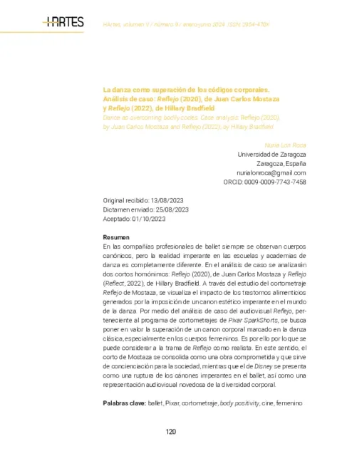 La danza como superación de los códigos corporales. Análisis de caso: Reflejo (2020), de Juan Carlos Mostaza y Reflejo (2022), de Hillary Bradfield