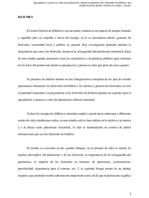 Apropiación y puesta en valor del patrimonio cultural inmaterial en los festivales de folklore: una mirada desde la gestión artística en música – danza