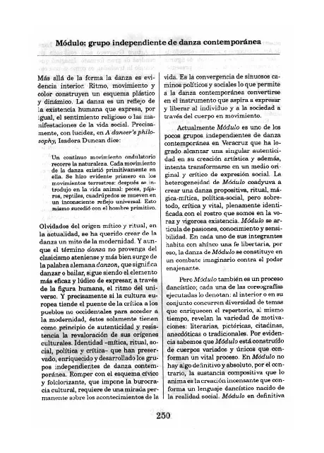 Módulo : grupo independiente de danza contemporánea
