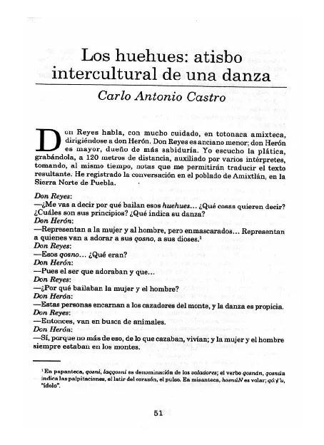 Los huehues : atisbo intercultural de una danza