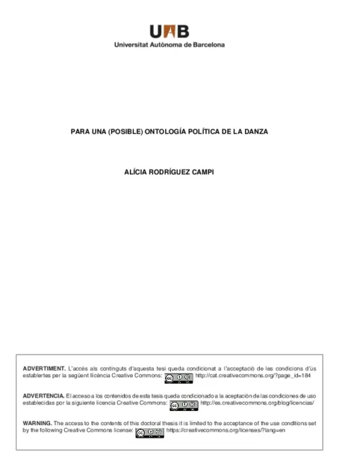 Para una (posible) ontología política de la danza