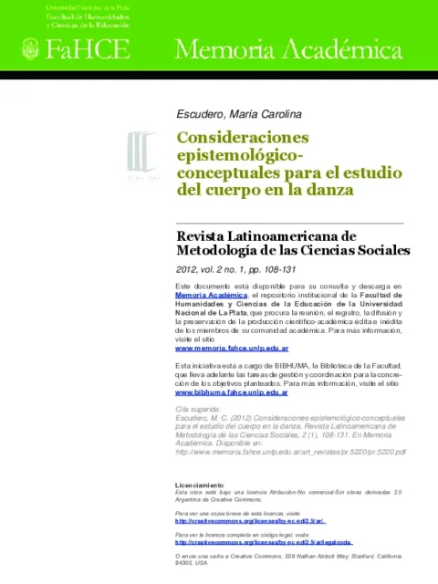 Consideraciones epistemológico-conceptuales para el estudio del cuerpo en la danza