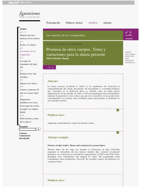Promesa de otros cuerpos. Tema y variaciones para la danza presente