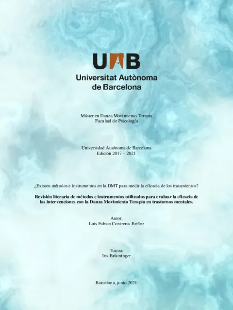 Revisión literaria de métodos e instrumentos utilizados para evaluar la eficacia de las intervenciones con la Danza Movimiento Terapia en trastornos mentales